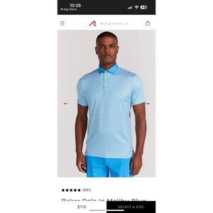 Redvanly Blue White Striped Golf Polo Shirt Mens XL Performance Stretch